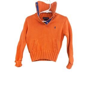 Ralph Lauren Polo Quarter Button Turtle Neck Orange Sweater Kids 4T